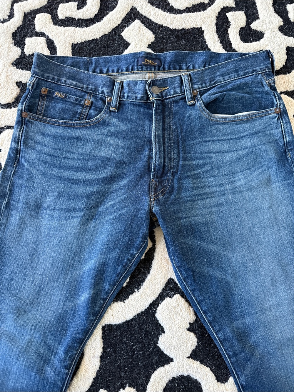 Polo by Ralph Lauren Men’s Slim Straight Jeans - Dark Blue Wash - Picture 3 of 10